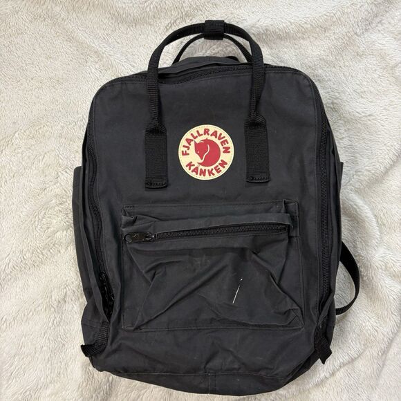 FJALLRAVEN KANKEN MINI Backpack Black Red Logo Pre-Owned Knapsack Bag - Picture 1 of 9